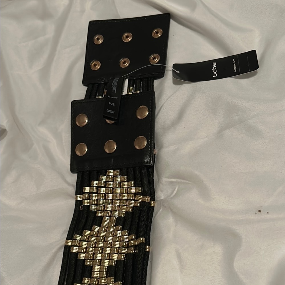 Bebe Black and Gold Embellished Belt